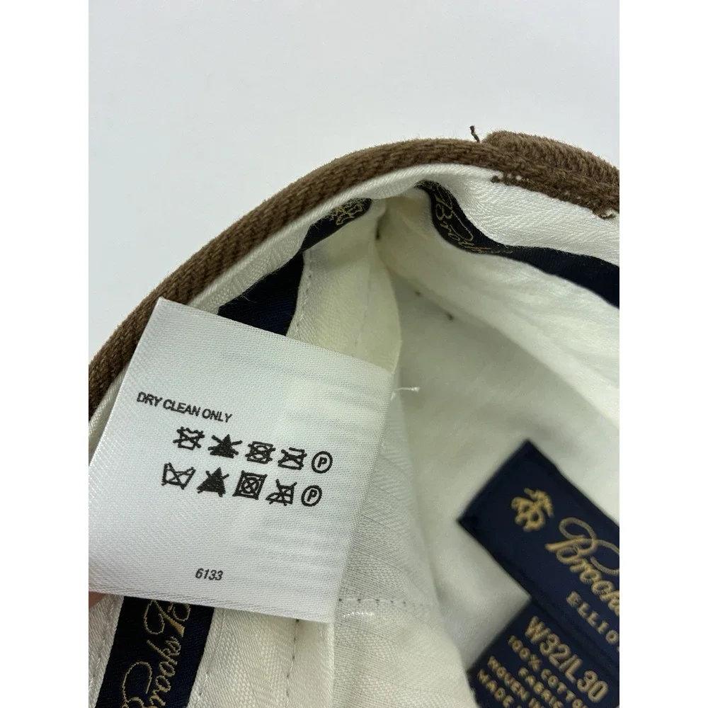 Brooks Brothers Elliot Brown Pleated Cuffed 100% Cotton Trousers 32x30 (31x29)